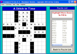 Click to view Crossword FillIns 3.1 screenshot